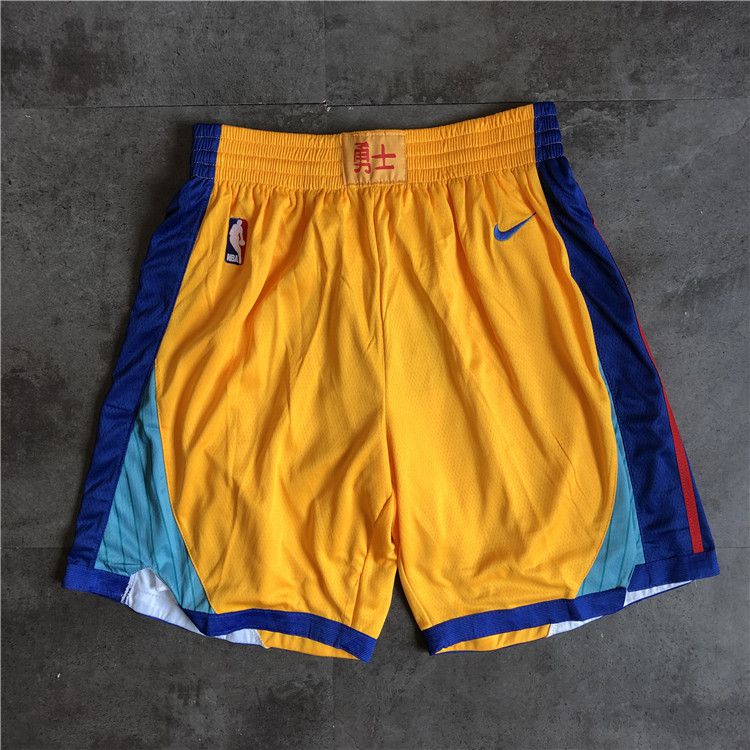 Cheap Men NBA Golden State Warriors yellow Nike Shorts 04161